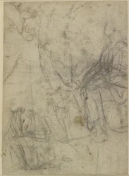 Verso: Bocetos Rápidos de Figuras Arrodilladas, WA1846.174